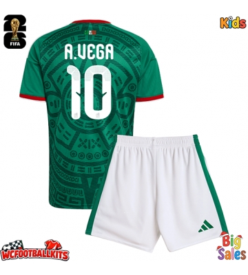 Mexico Alexis Vega #10 Replica Home Stadium Kit for Kids World Cup 2026 Short Sleeve (+ pants)